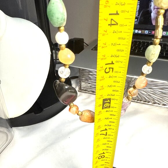 Long Agate Stone Necklace Natural Boho Chic Pendant Layered Jewelry Gift - Picture 11 of 11